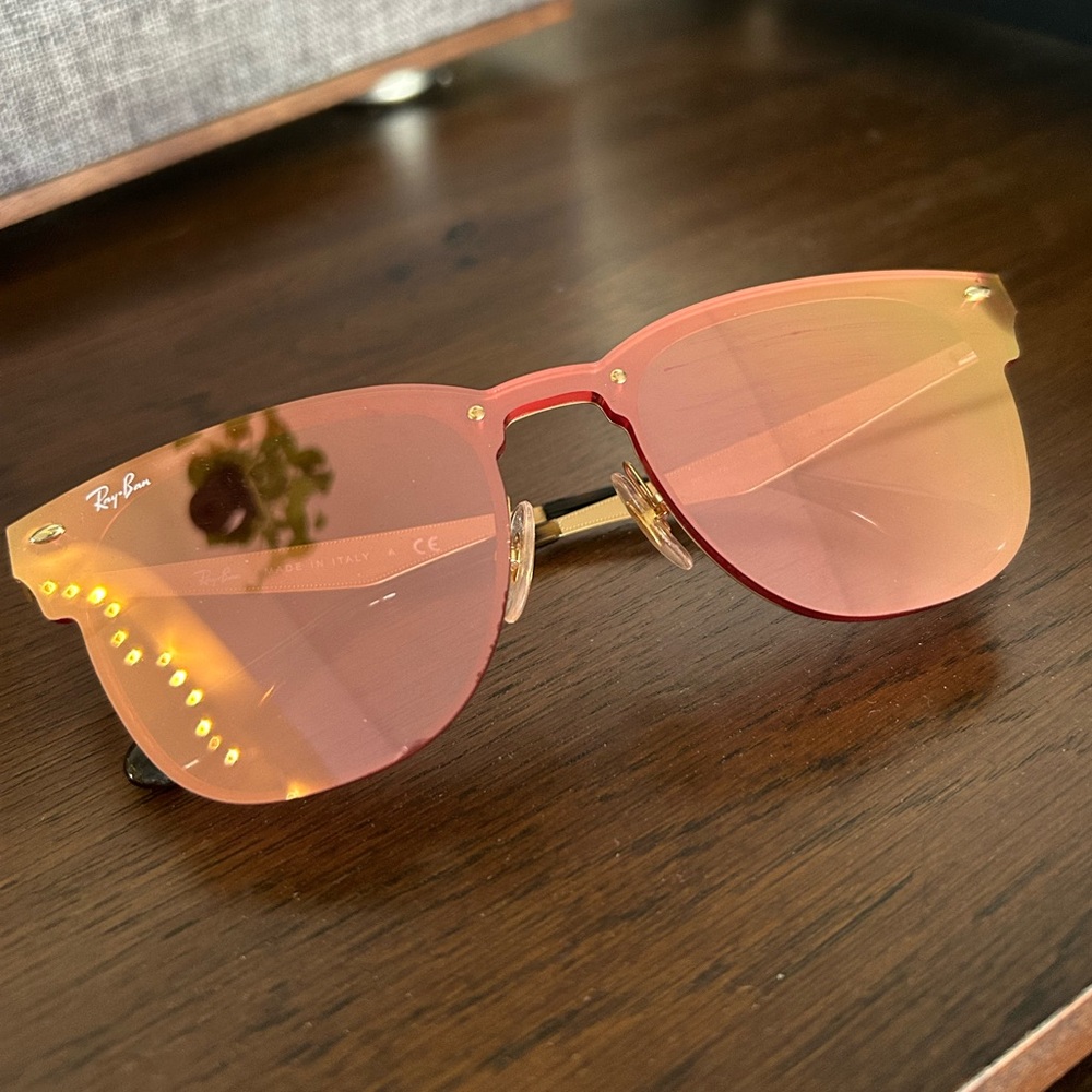 Ray-Ban Sunglasses RB3576N Blaze Clubmaster Gold Frame Pink Mirror Lens